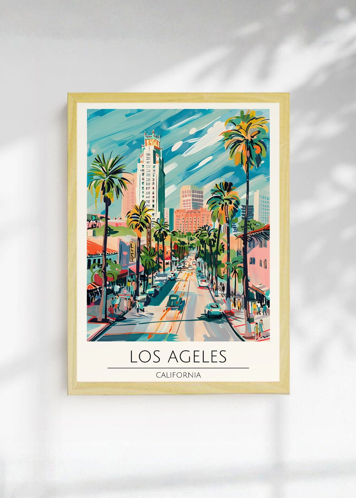 Cuadro Decorativo Travel, Los Ángeles, California, Ilustración Calle