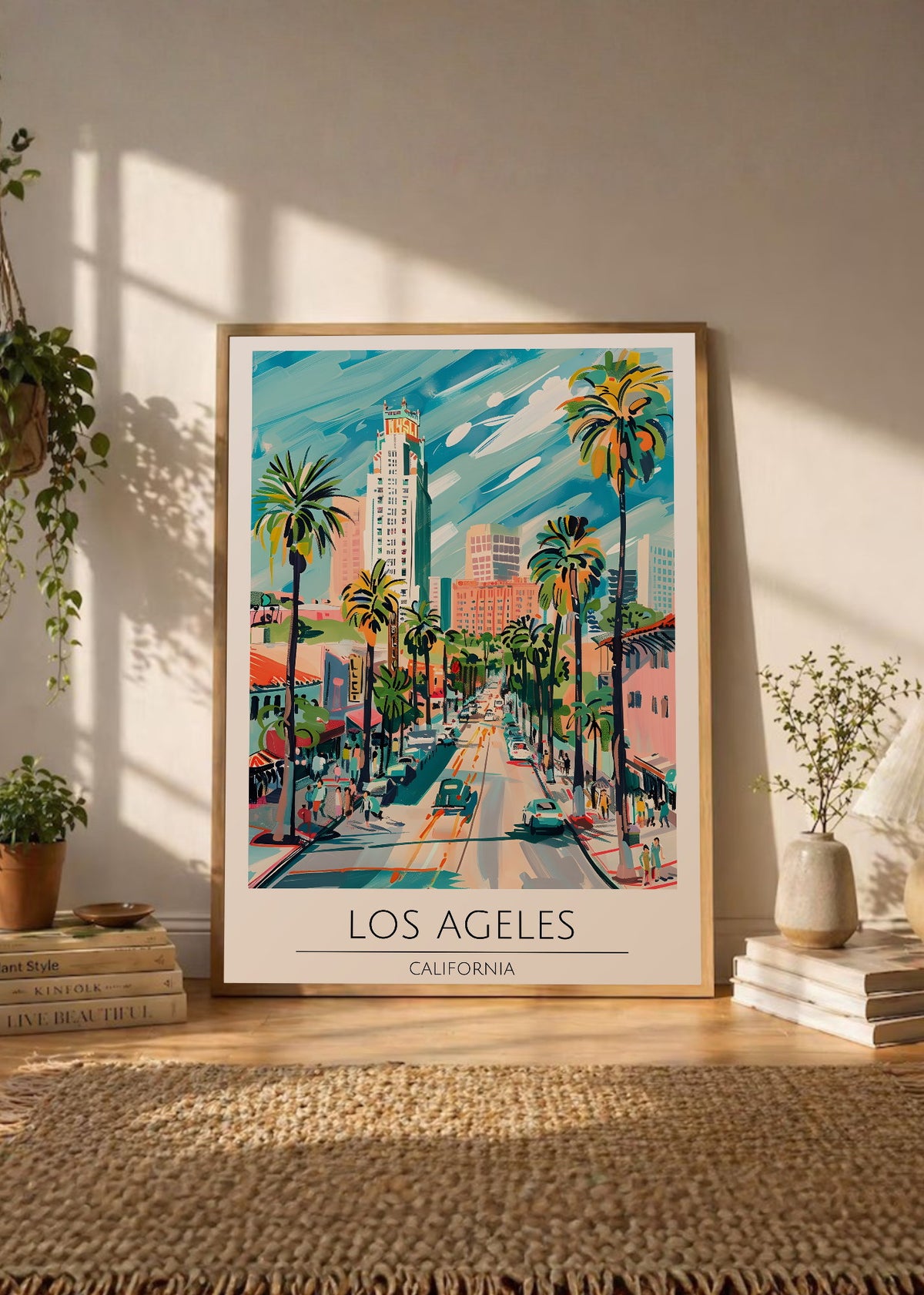 Cuadro Decorativo Travel, Los Ángeles, California, Ilustración Calle