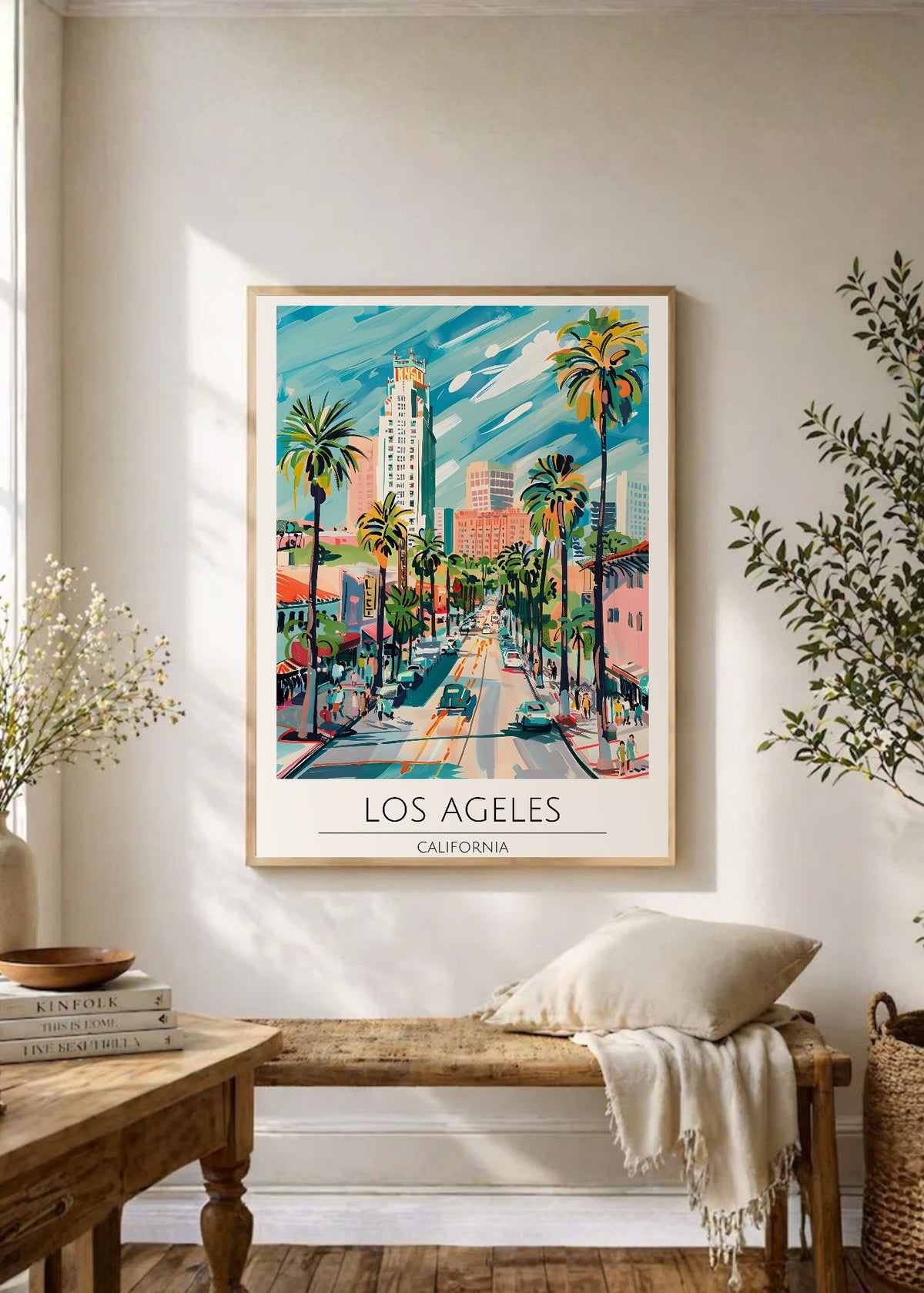 Cuadro Decorativo Travel, Los Ángeles, California, Ilustración Calle