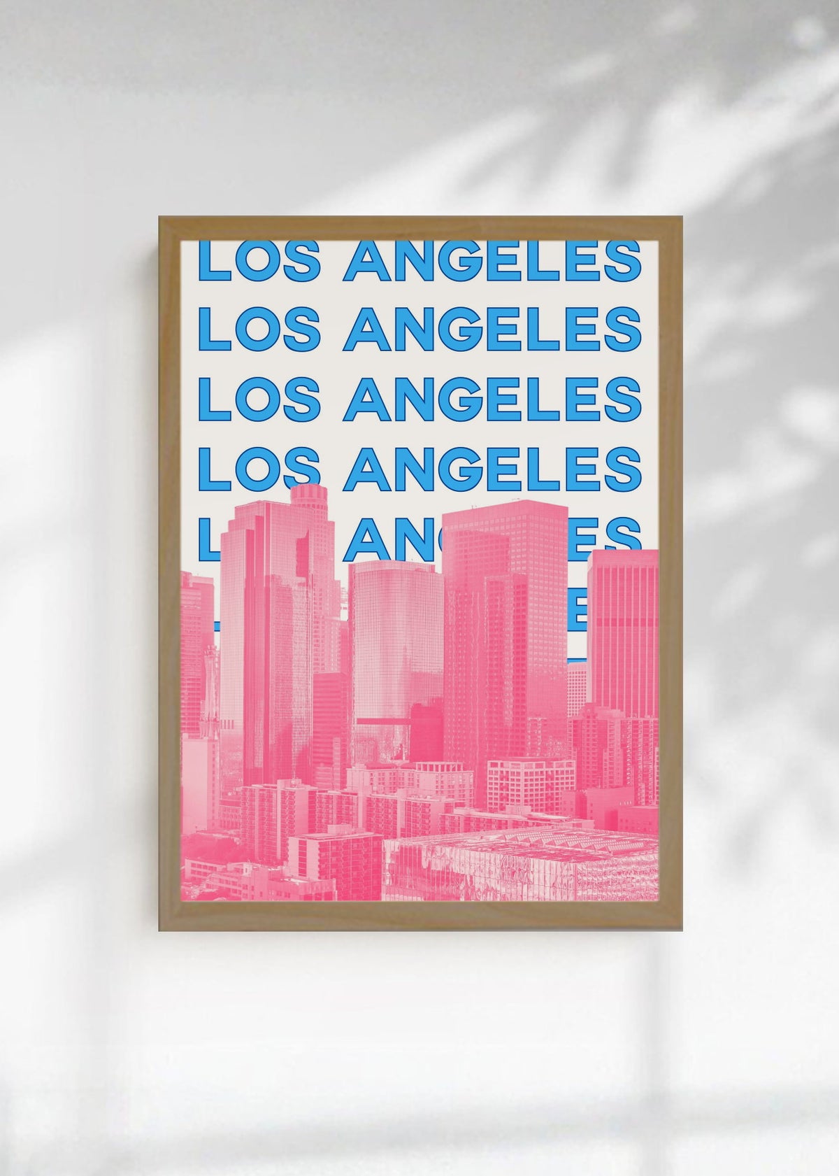 Cuadro Decorativo Travel, Los Ángeles, USA, Skyline Azul Rosa