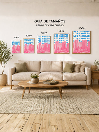Cuadro Decorativo Travel, Los Ángeles, USA, Skyline Azul Rosa