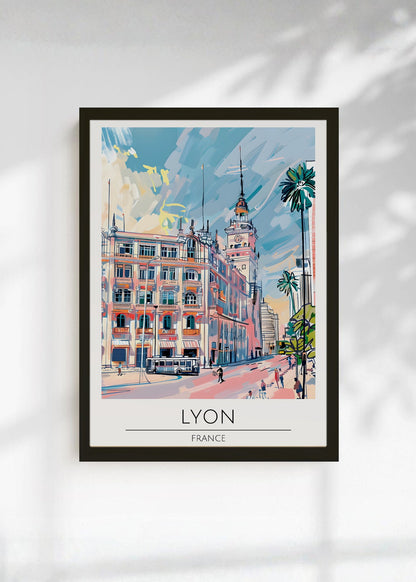 Cuadro Decorativo Travel, Lyon, Francia, Ilustración Ciudad