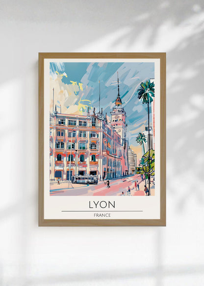 Cuadro Decorativo Travel, Lyon, Francia, Ilustración Ciudad