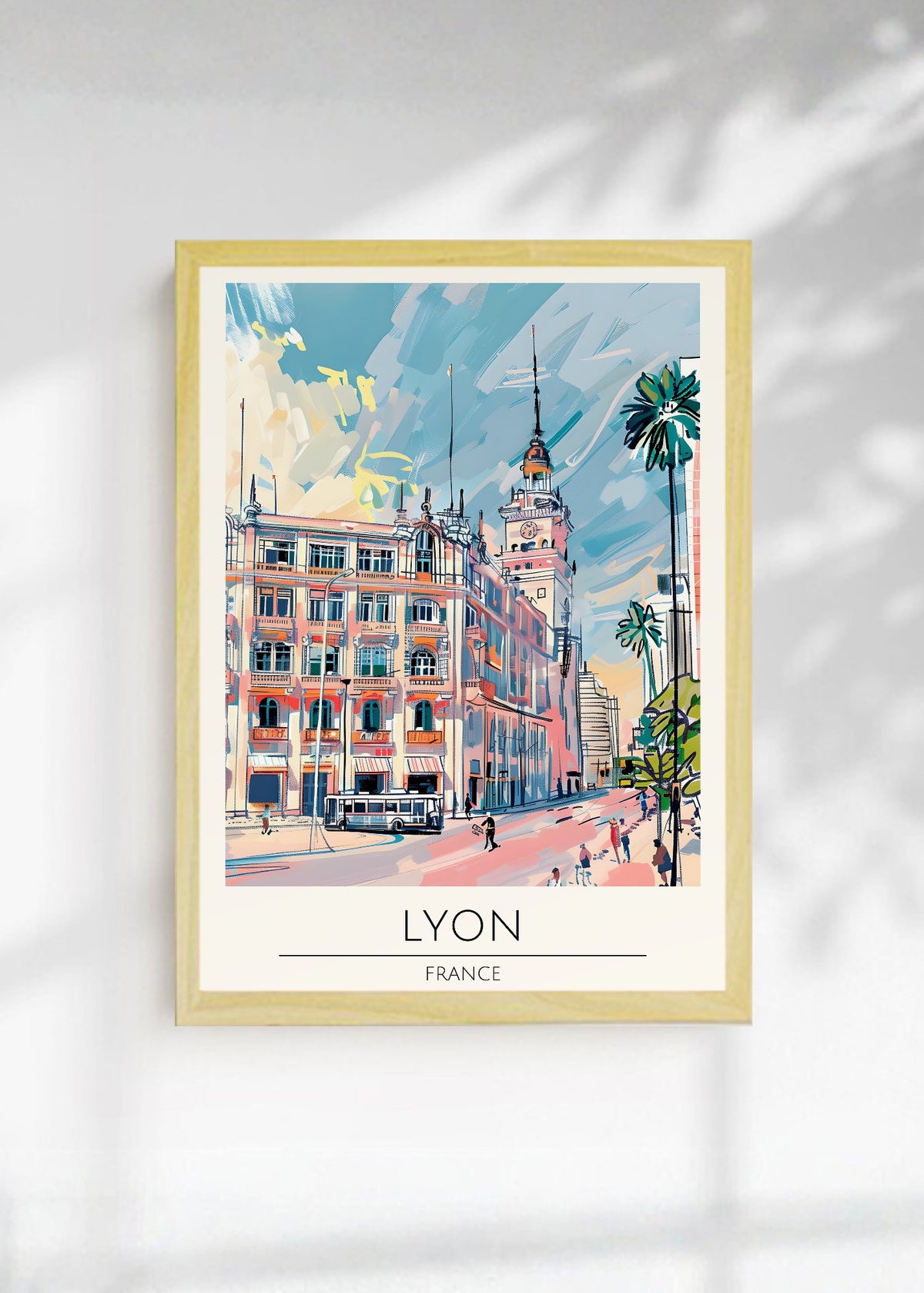 Cuadro Decorativo Travel, Lyon, Francia, Ilustración Ciudad