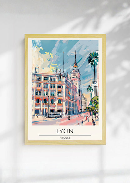 Cuadro Decorativo Travel, Lyon, Francia, Ilustración Ciudad