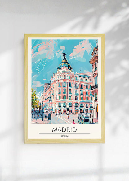 Cuadro Decorativo Travel, Madrid, España, Ilustración Gran Via