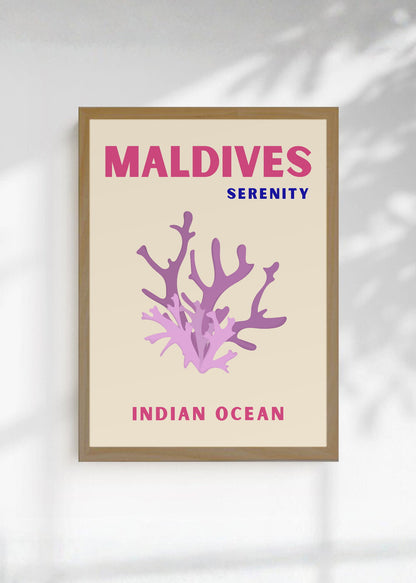 Cuadro Decorativo Travel, Maldivas, Coral Lila Crema