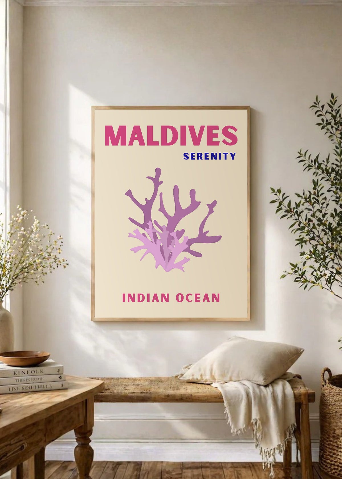 Cuadro Decorativo Travel, Maldivas, Coral Lila Crema