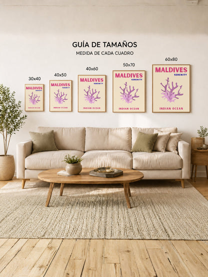 Cuadro Decorativo Travel, Maldivas, Coral Lila Crema