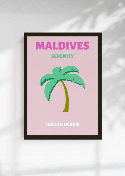 Cuadro Decorativo Travel, Maldivas, Palmera Rosa