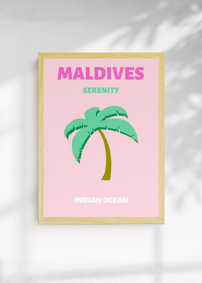Cuadro Decorativo Travel, Maldivas, Palmera Rosa