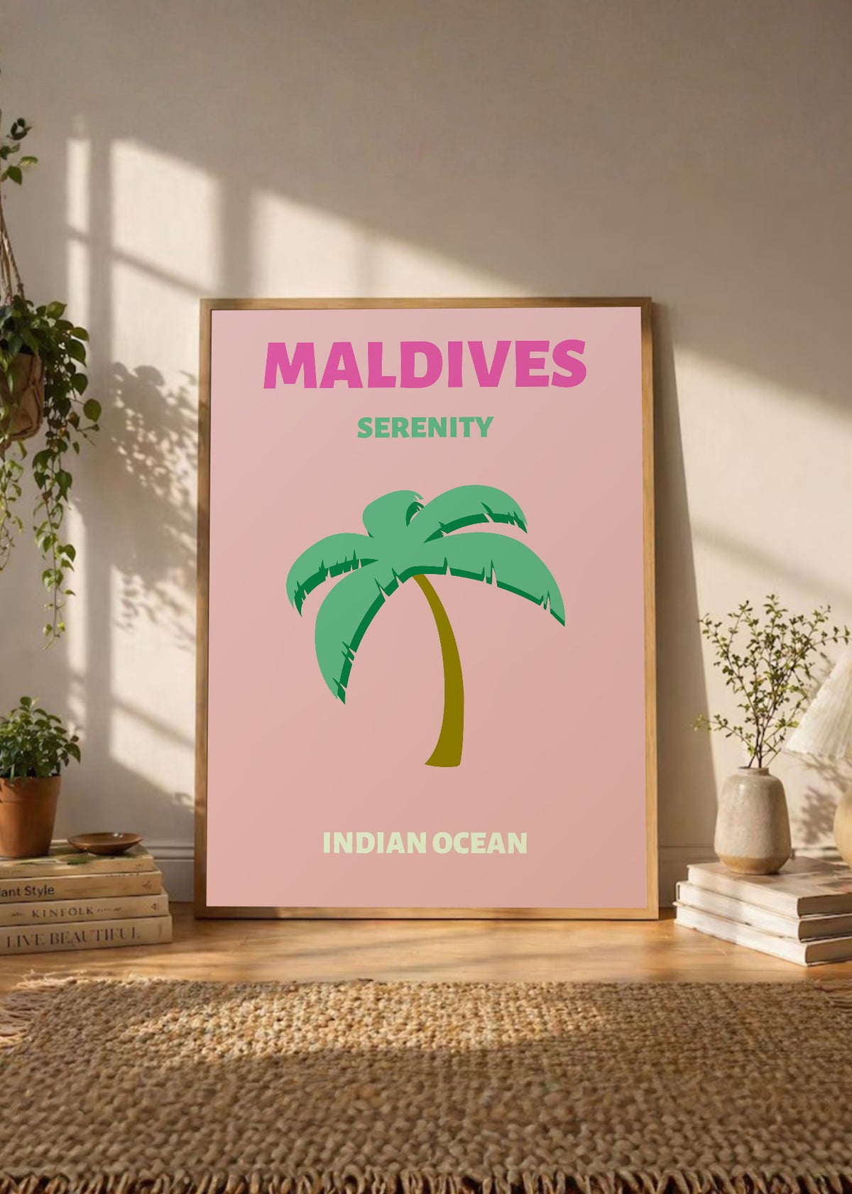 Cuadro Decorativo Travel, Maldivas, Palmera Rosa