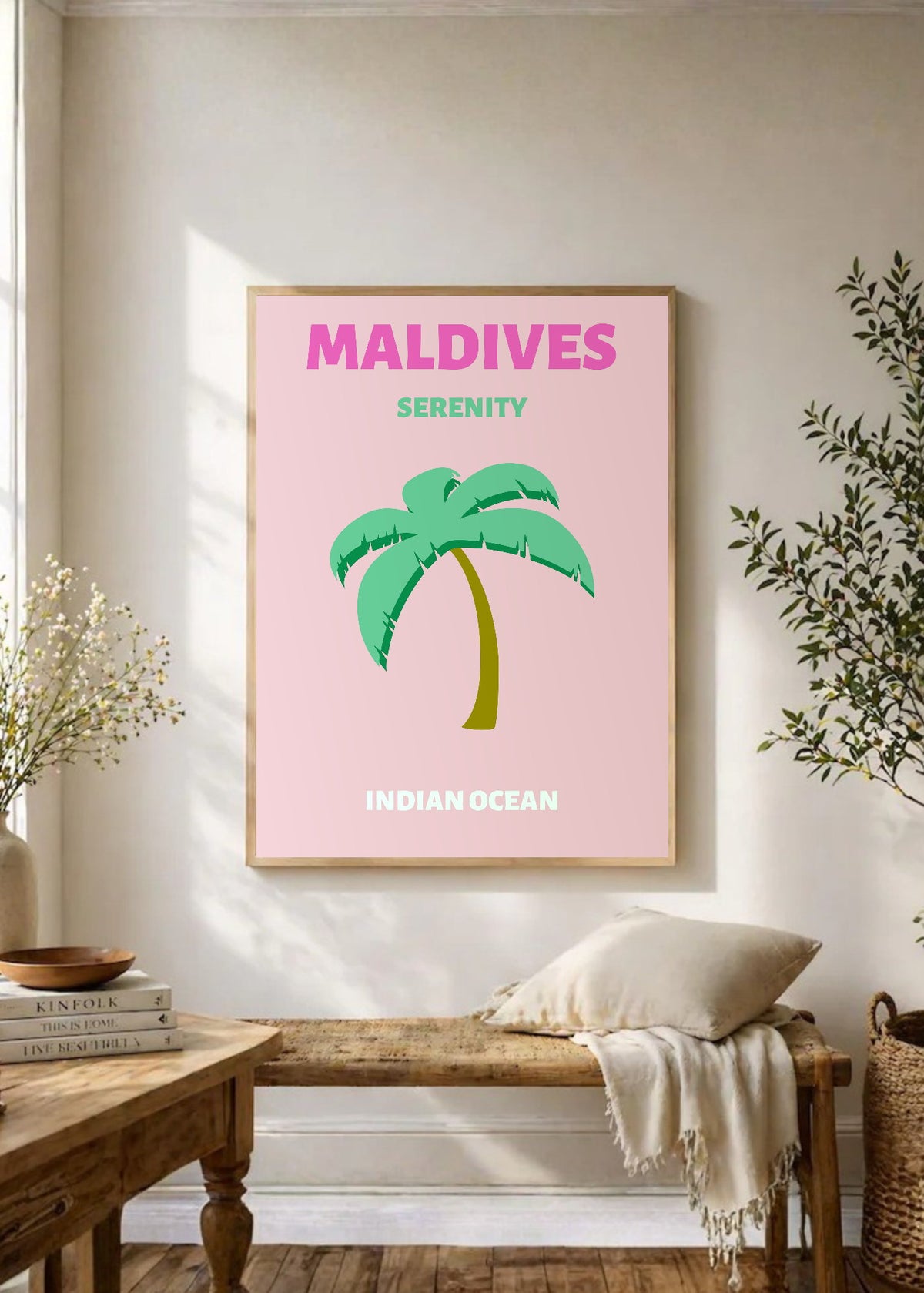Cuadro Decorativo Travel, Maldivas, Palmera Rosa