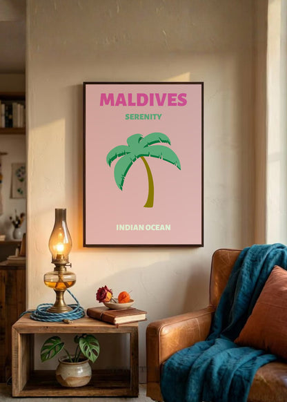 Cuadro Decorativo Travel, Maldivas, Palmera Rosa