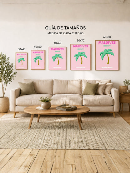 Cuadro Decorativo Travel, Maldivas, Palmera Rosa