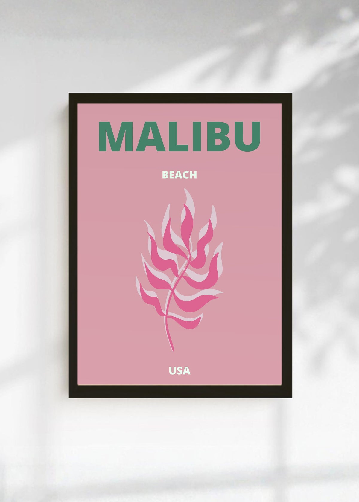Cuadro Decorativo Travel, Malibú, USA, Coral Rosa