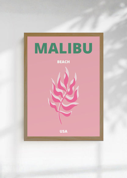 Cuadro Decorativo Travel, Malibú, USA, Coral Rosa