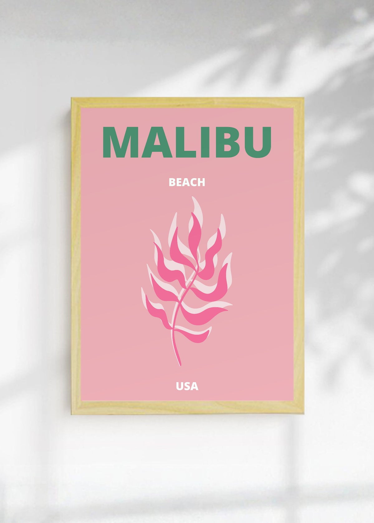 Cuadro Decorativo Travel, Malibú, USA, Coral Rosa