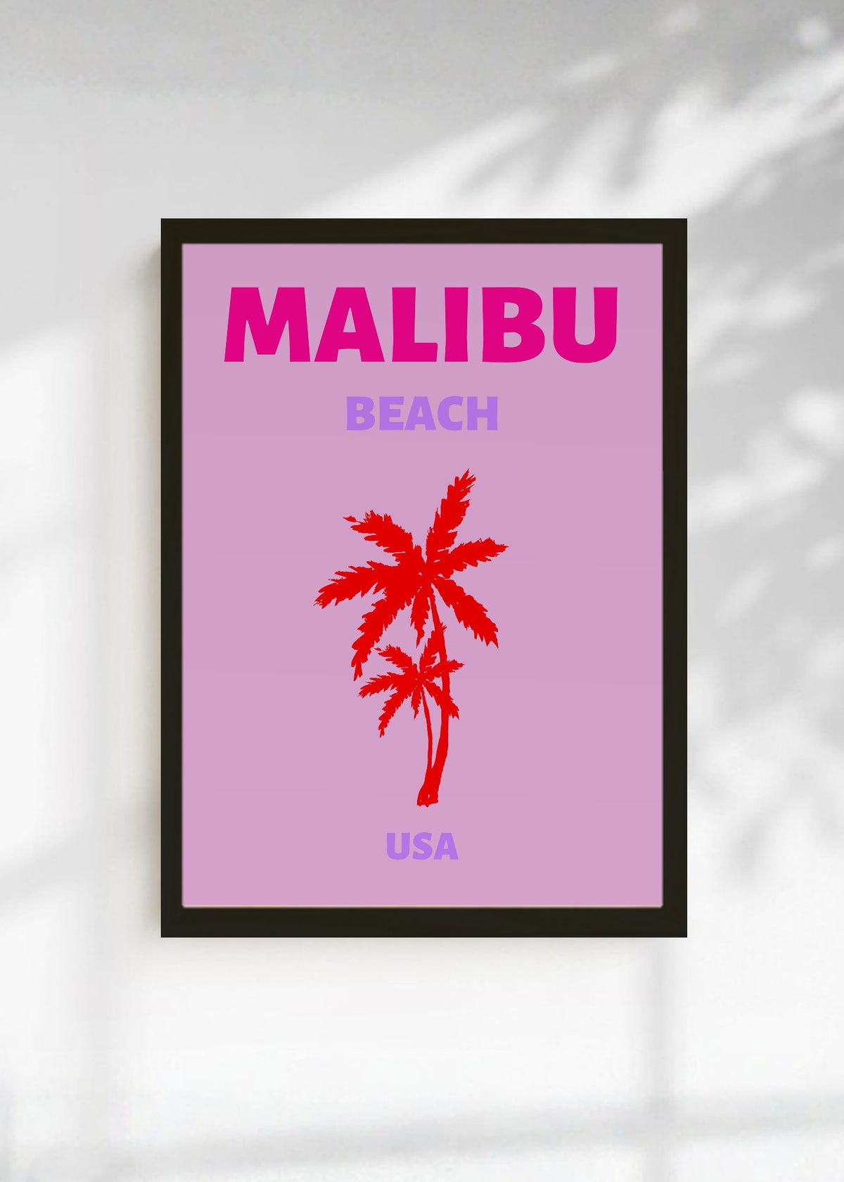 Cuadro Decorativo Travel, Malibú, USA, Palmera Roja Rosa