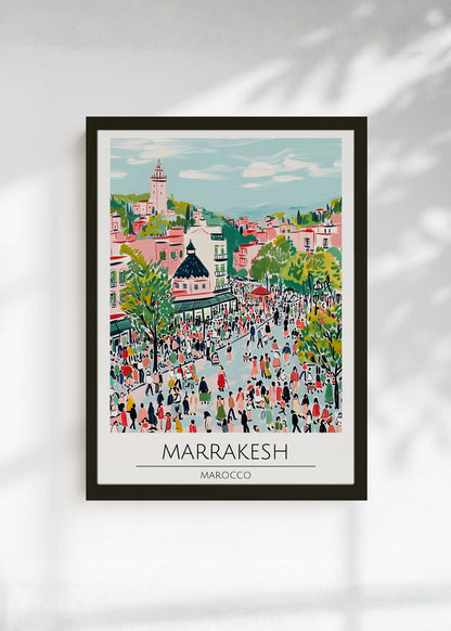 Cuadro Decorativo Travel, Marrakech, Marruecos, Ilustración Plaza