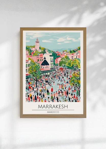 Cuadro Decorativo Travel, Marrakech, Marruecos, Ilustración Plaza
