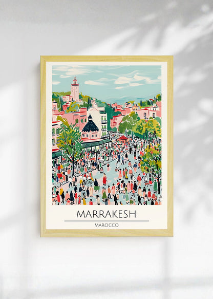 Cuadro Decorativo Travel, Marrakech, Marruecos, Ilustración Plaza