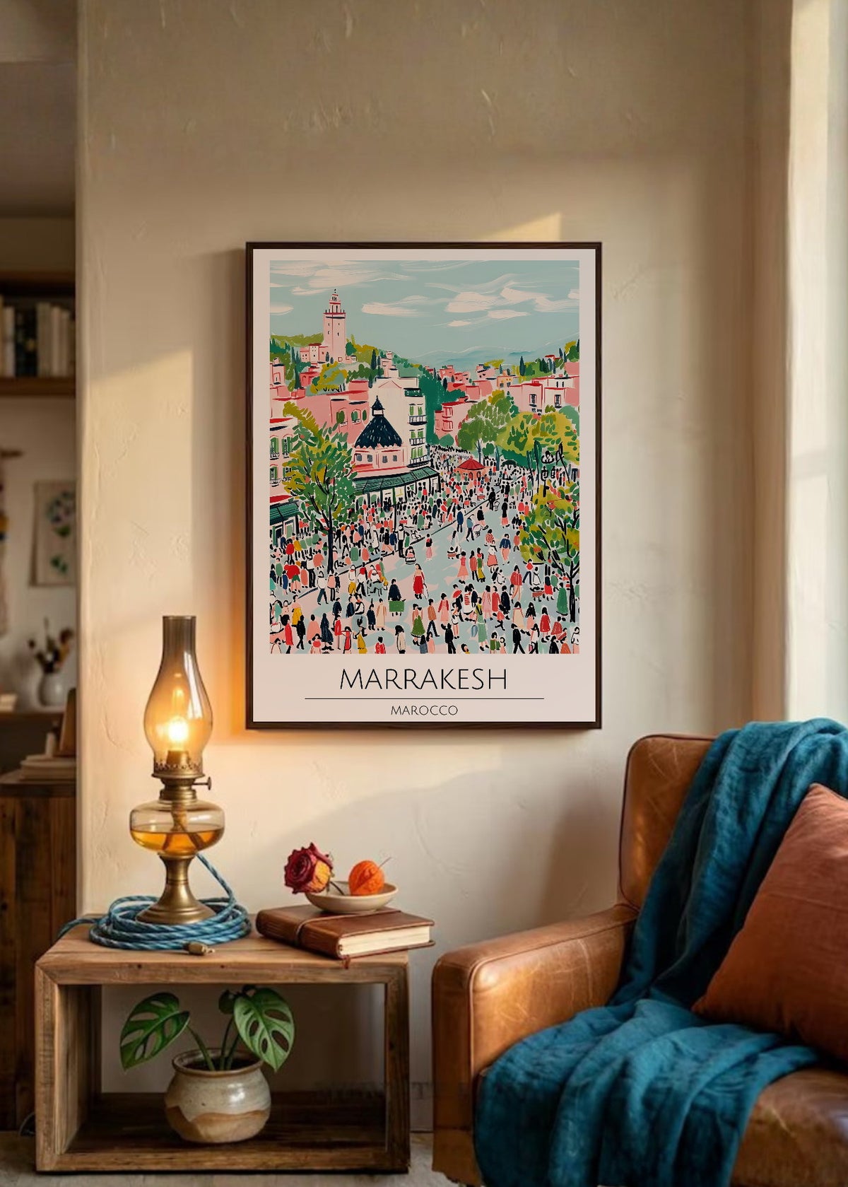 Cuadro Decorativo Travel, Marrakech, Marruecos, Ilustración Plaza