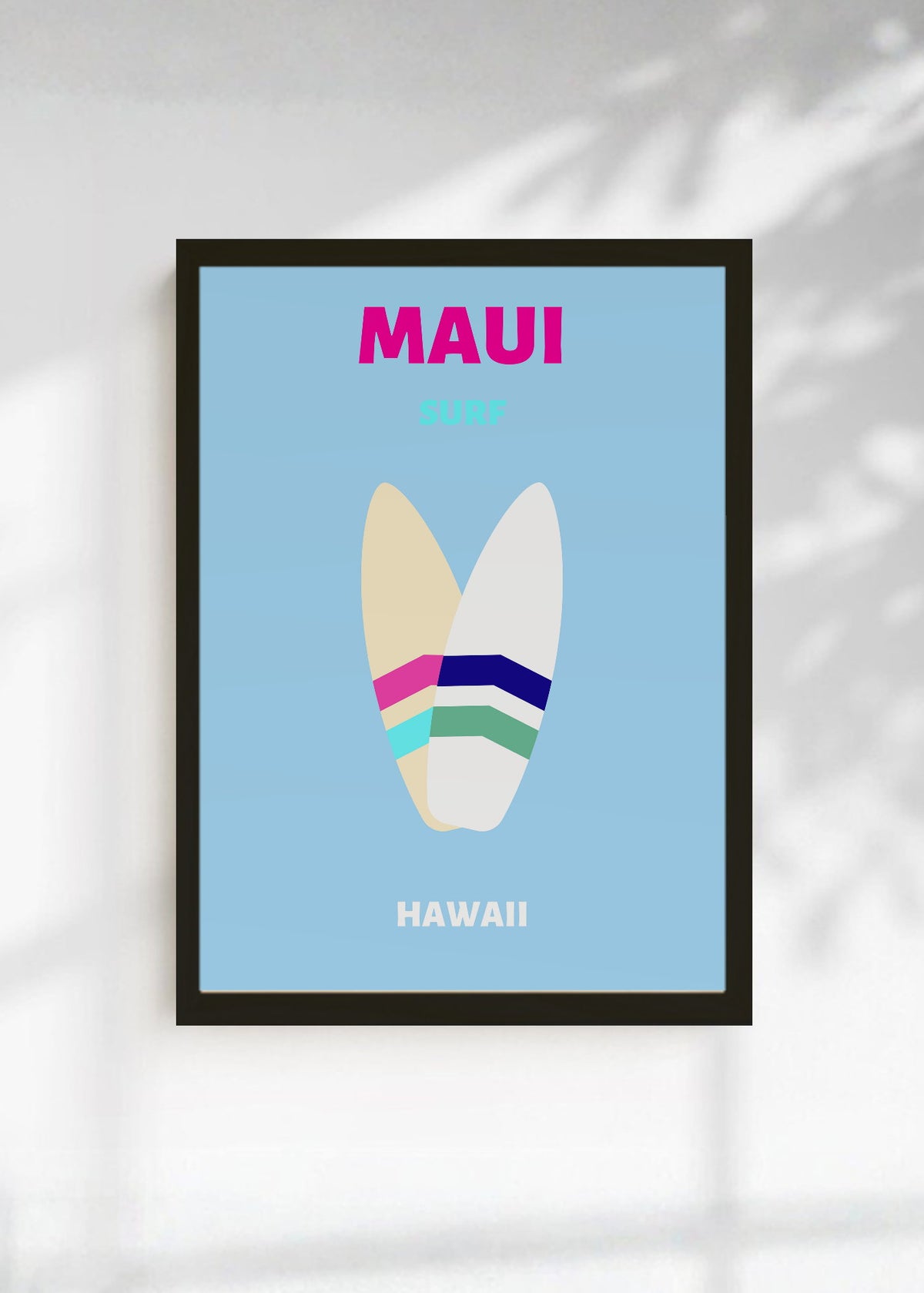 Cuadro Decorativo Travel, Maui, Hawaii, Tablas Surf Celeste