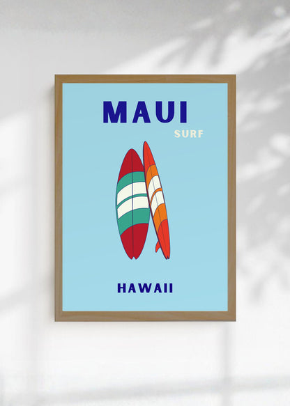 Cuadro Decorativo Travel, Maui, Hawaii, Tablas Surf Lila