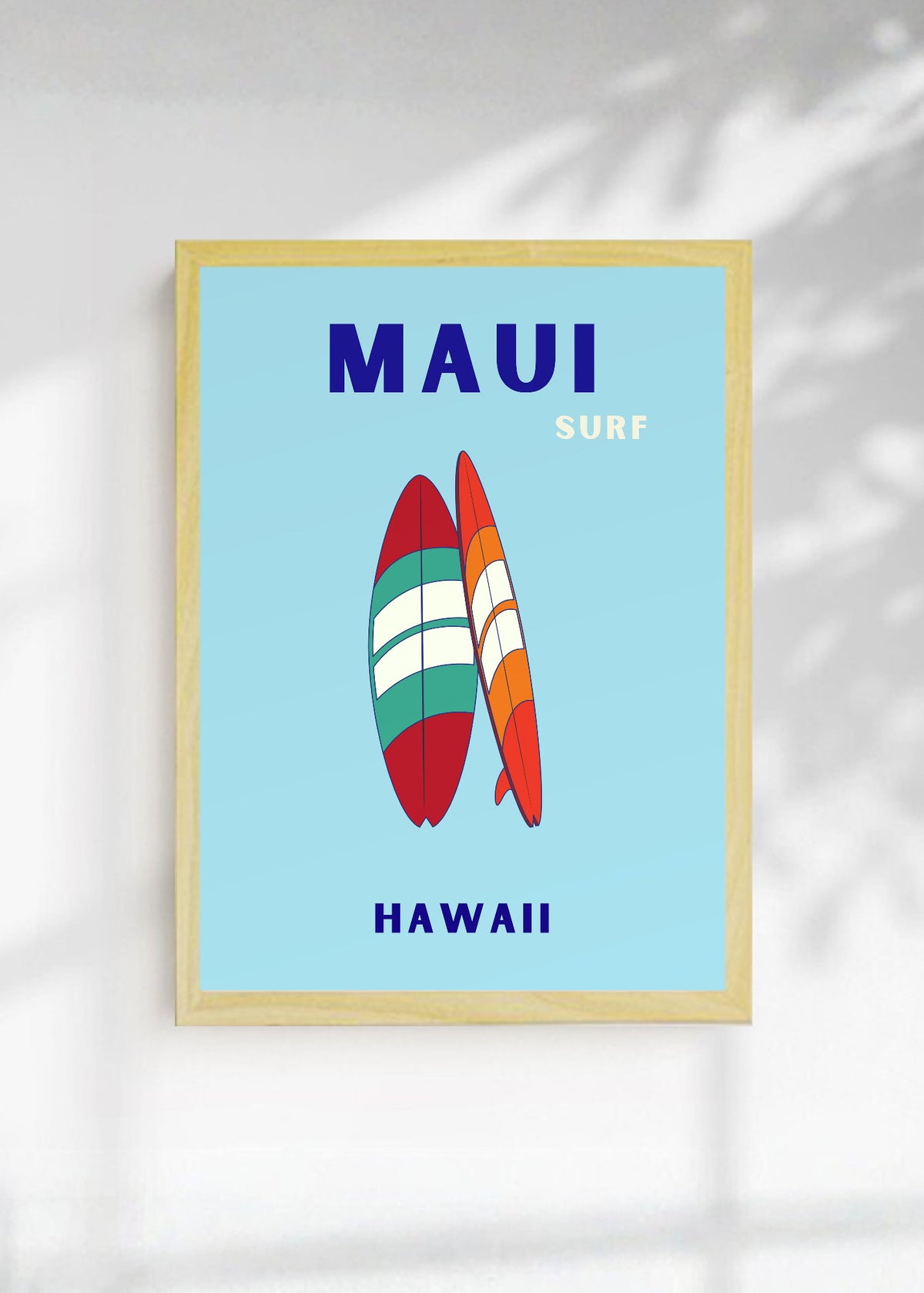 Cuadro Decorativo Travel, Maui, Hawaii, Tablas Surf Lila