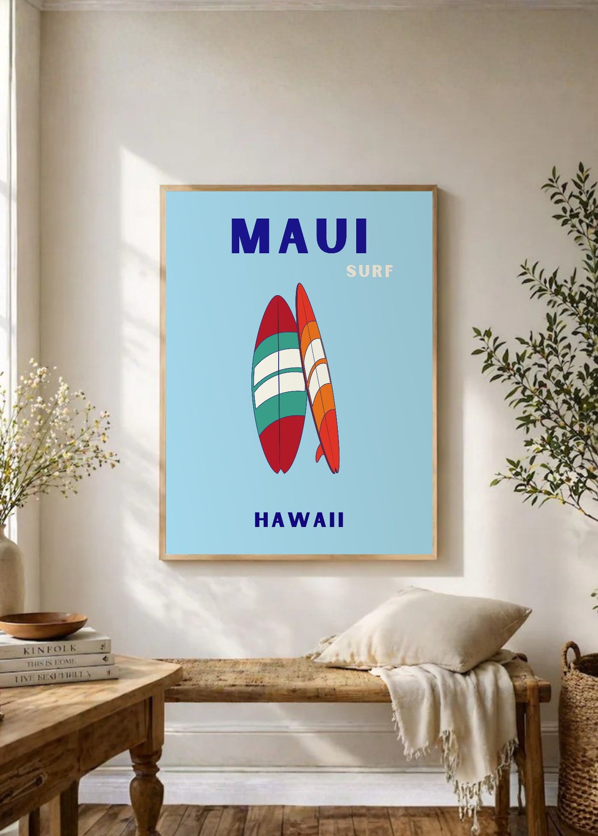 Cuadro Decorativo Travel, Maui, Hawaii, Tablas Surf Lila