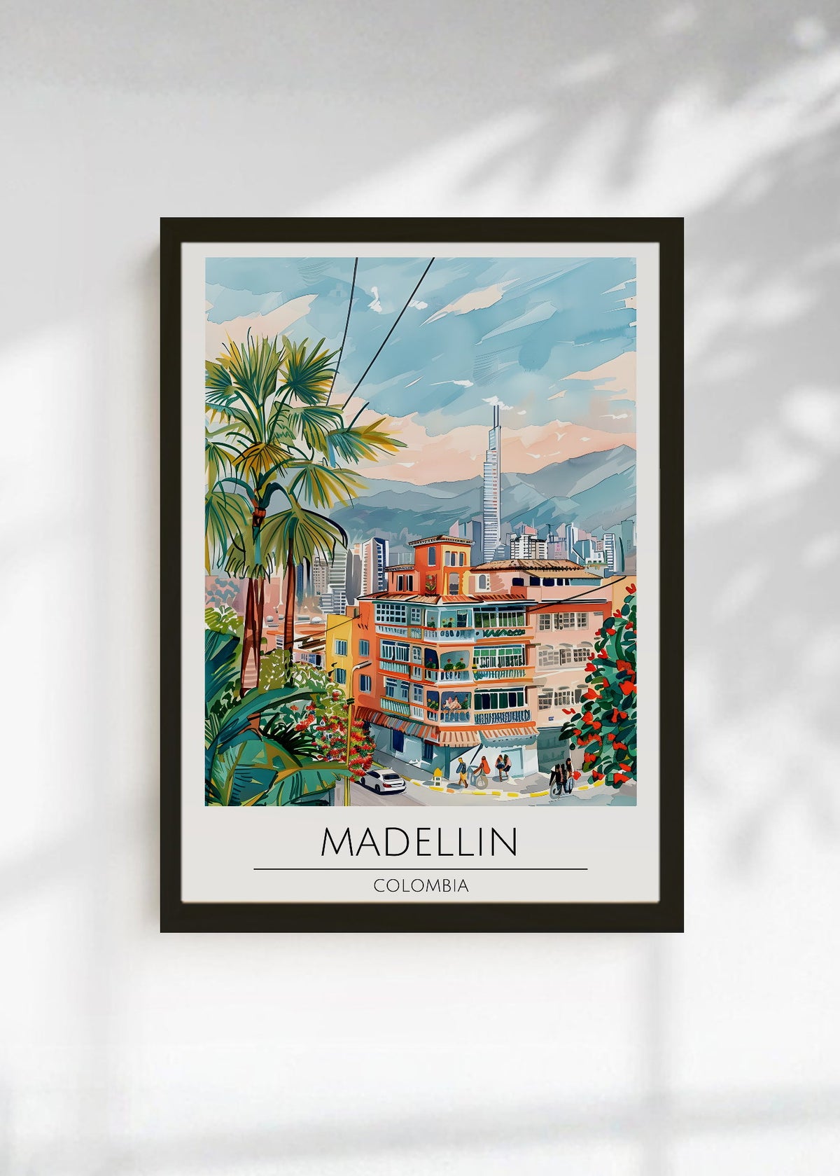 Cuadro Decorativo Travel, Medellín, Colombia, Ilustración Ciudad