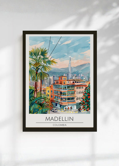 Cuadro Decorativo Travel, Medellín, Colombia, Ilustración Ciudad