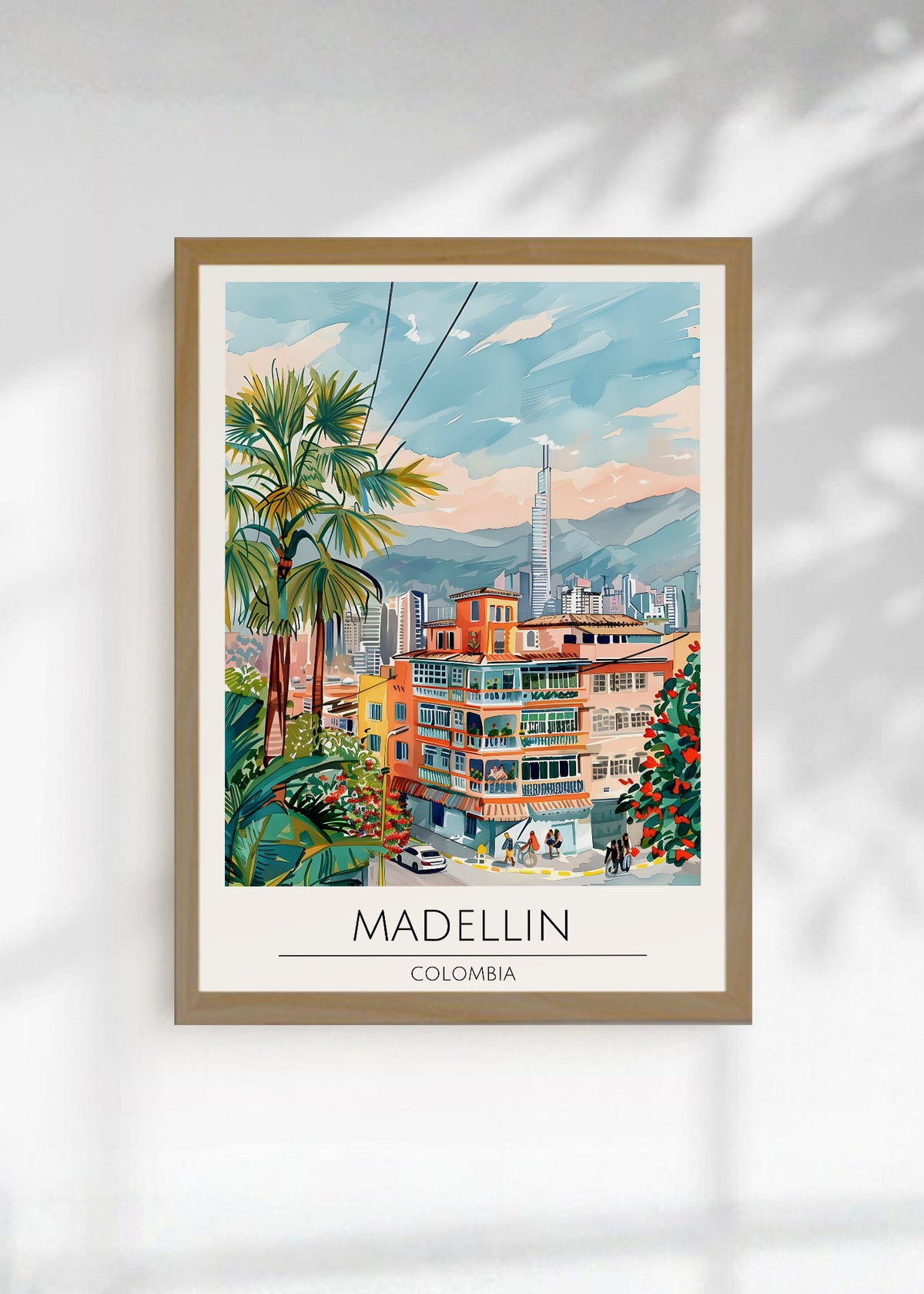 Cuadro Decorativo Travel, Medellín, Colombia, Ilustración Ciudad