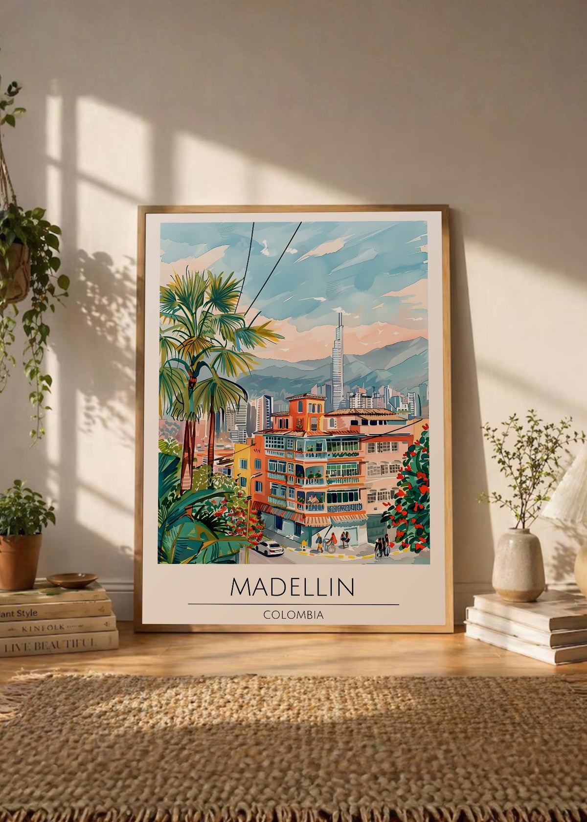 Cuadro Decorativo Travel, Medellín, Colombia, Ilustración Ciudad