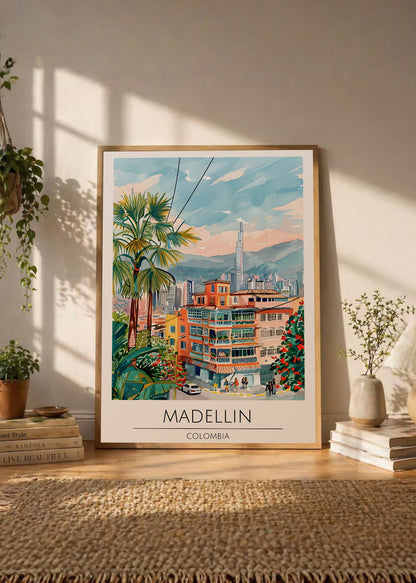 Cuadro Decorativo Travel, Medellín, Colombia, Ilustración Ciudad