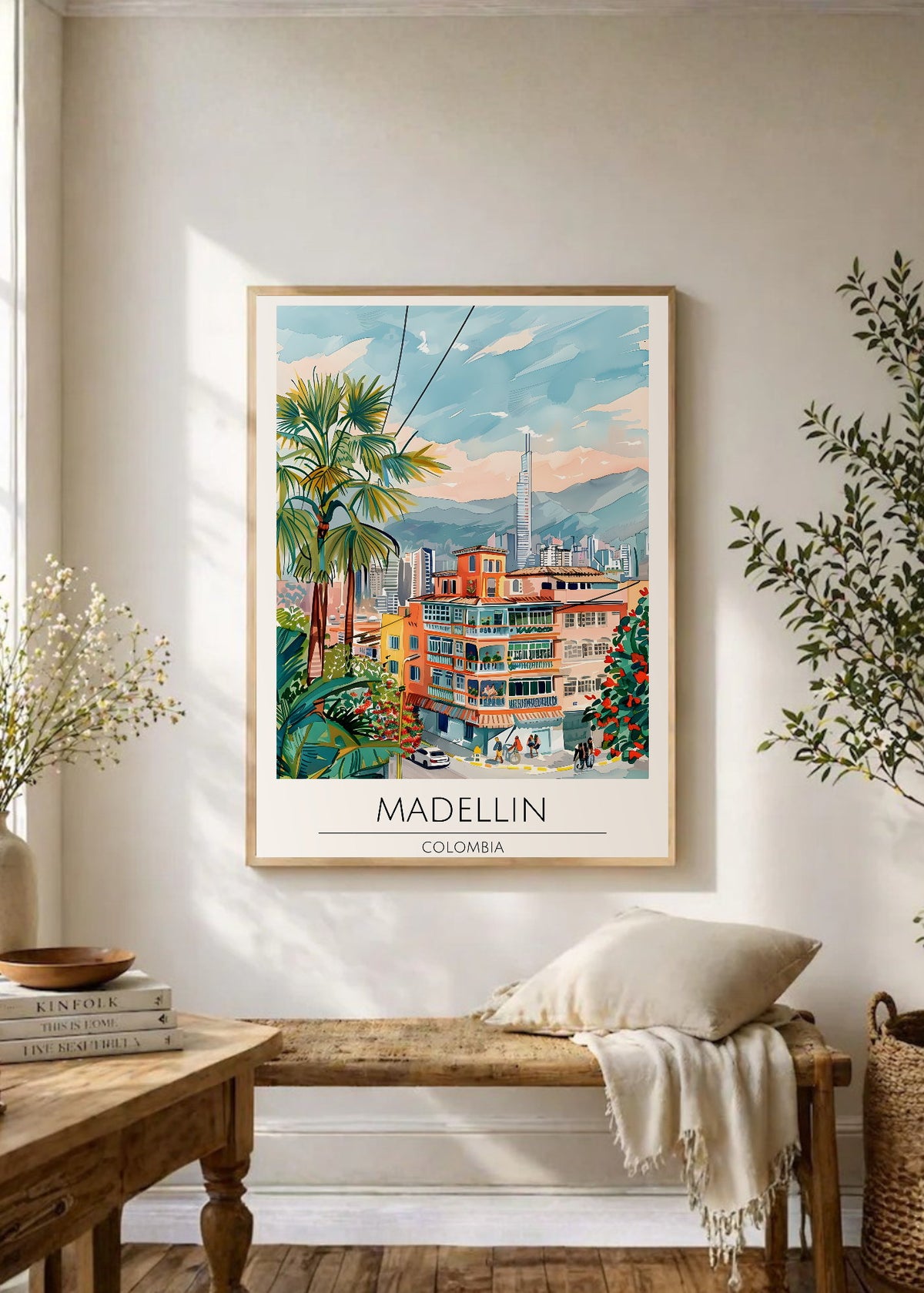 Cuadro Decorativo Travel, Medellín, Colombia, Ilustración Ciudad