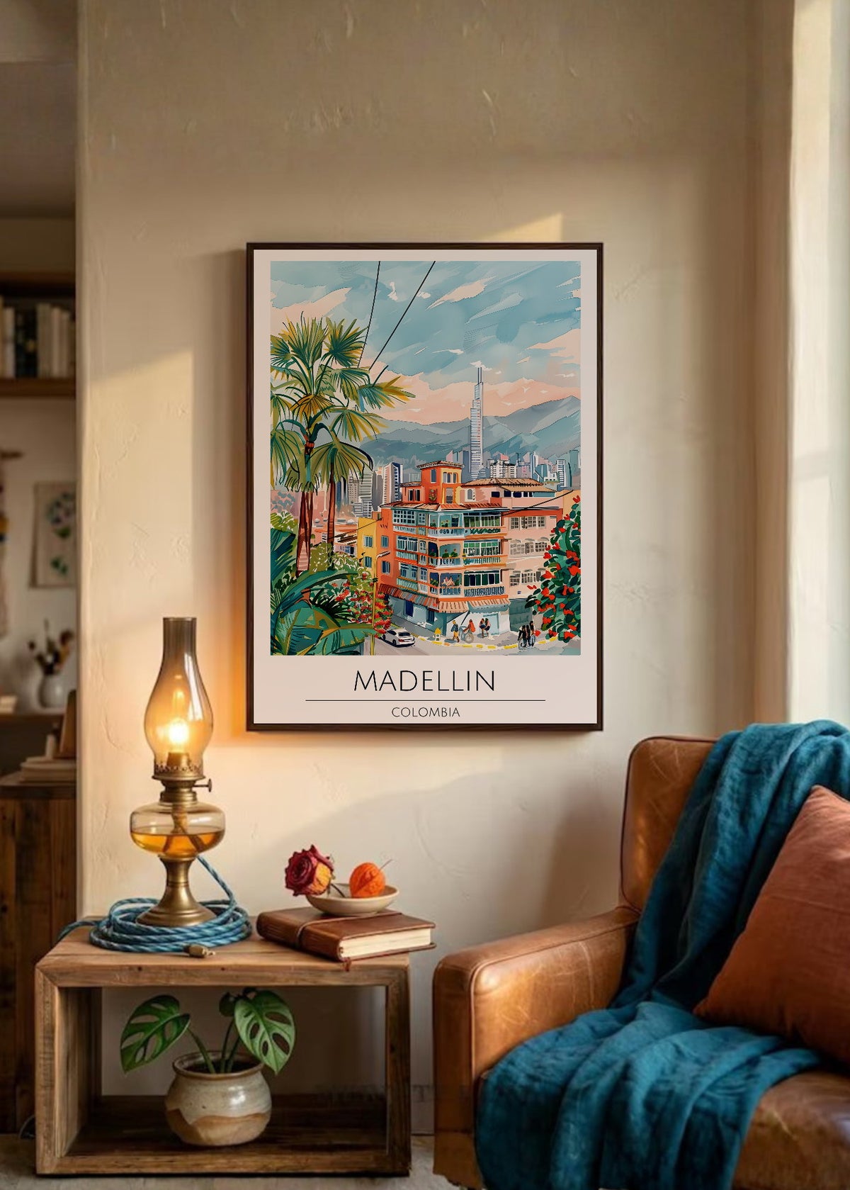 Cuadro Decorativo Travel, Medellín, Colombia, Ilustración Ciudad