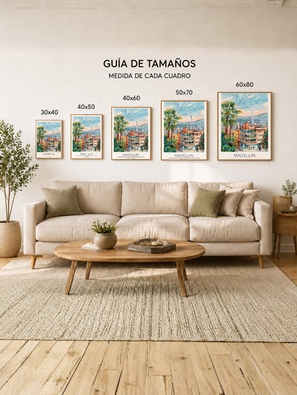 Cuadro Decorativo Travel, Medellín, Colombia, Ilustración Ciudad