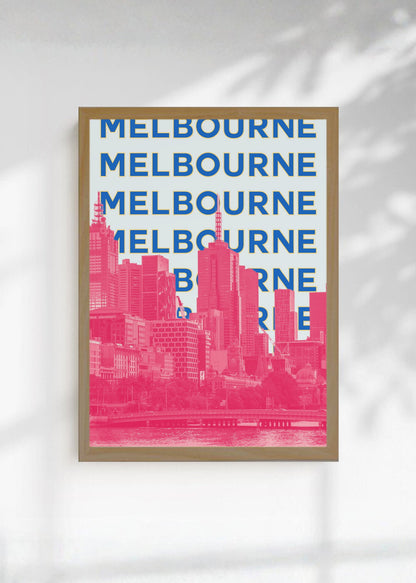 Cuadro Decorativo Travel, Melbourne, Australia, Skyline Azul Rosa