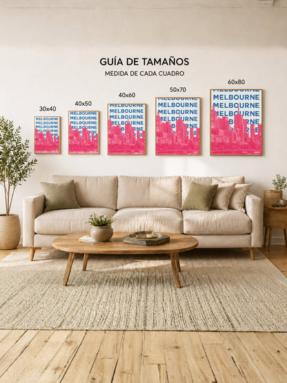 Cuadro Decorativo Travel, Melbourne, Australia, Skyline Azul Rosa