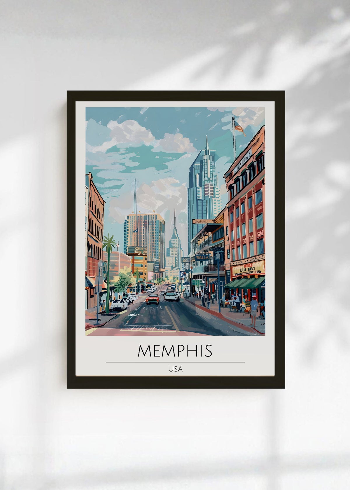 Cuadro Decorativo Travel, Memphis, USA, Ilustración Ciudad