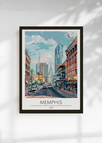Cuadro Decorativo Travel, Memphis, USA, Ilustración Ciudad