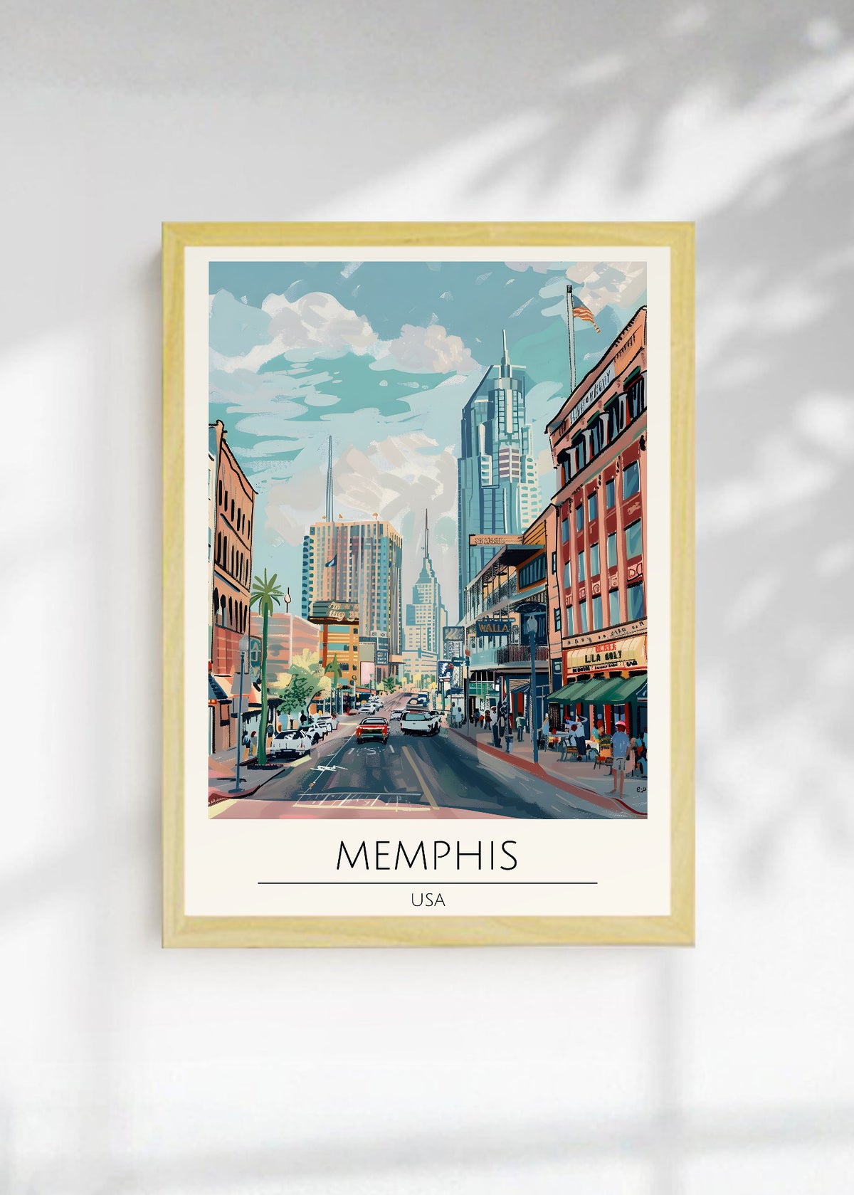 Cuadro Decorativo Travel, Memphis, USA, Ilustración Ciudad