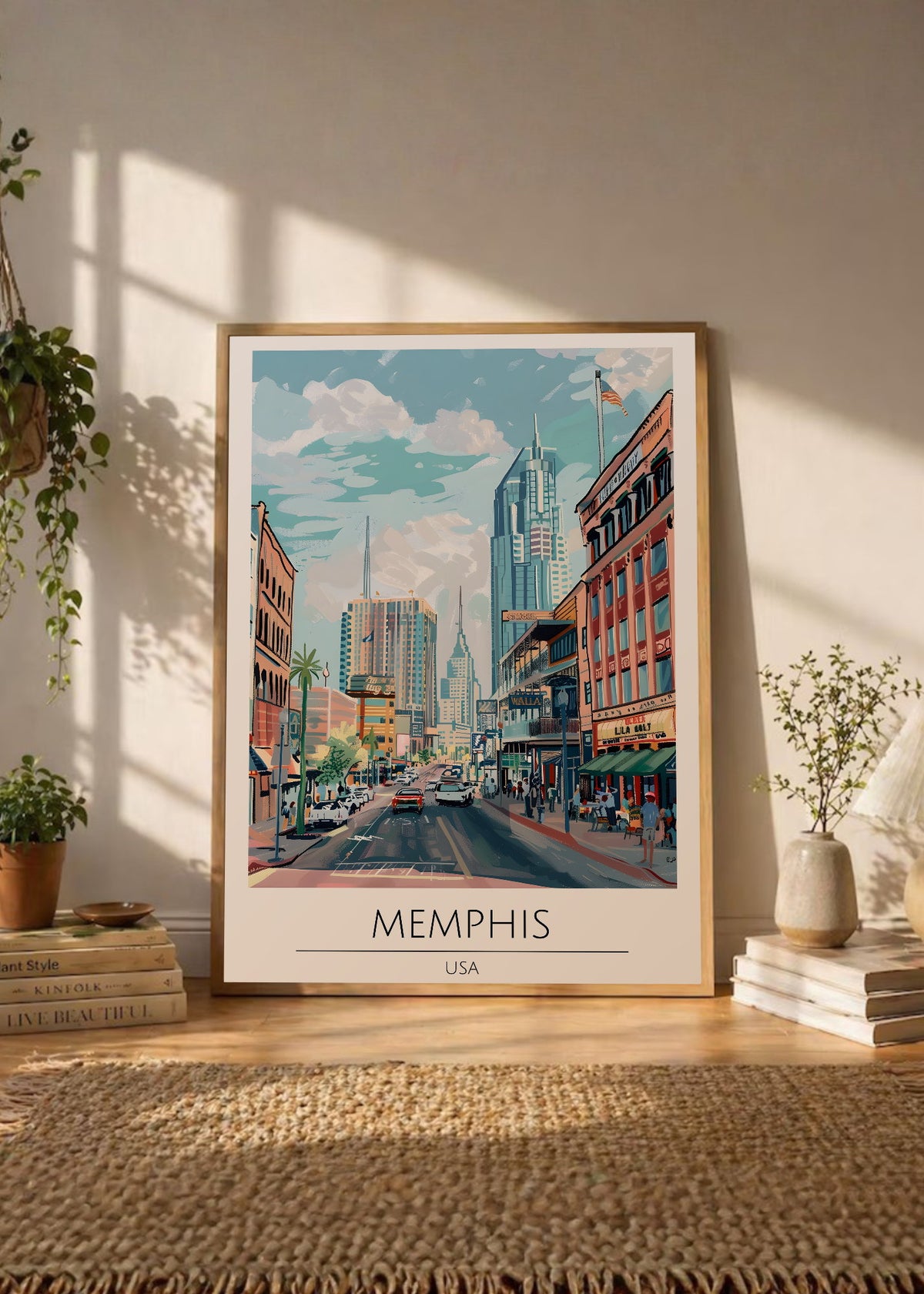 Cuadro Decorativo Travel, Memphis, USA, Ilustración Ciudad