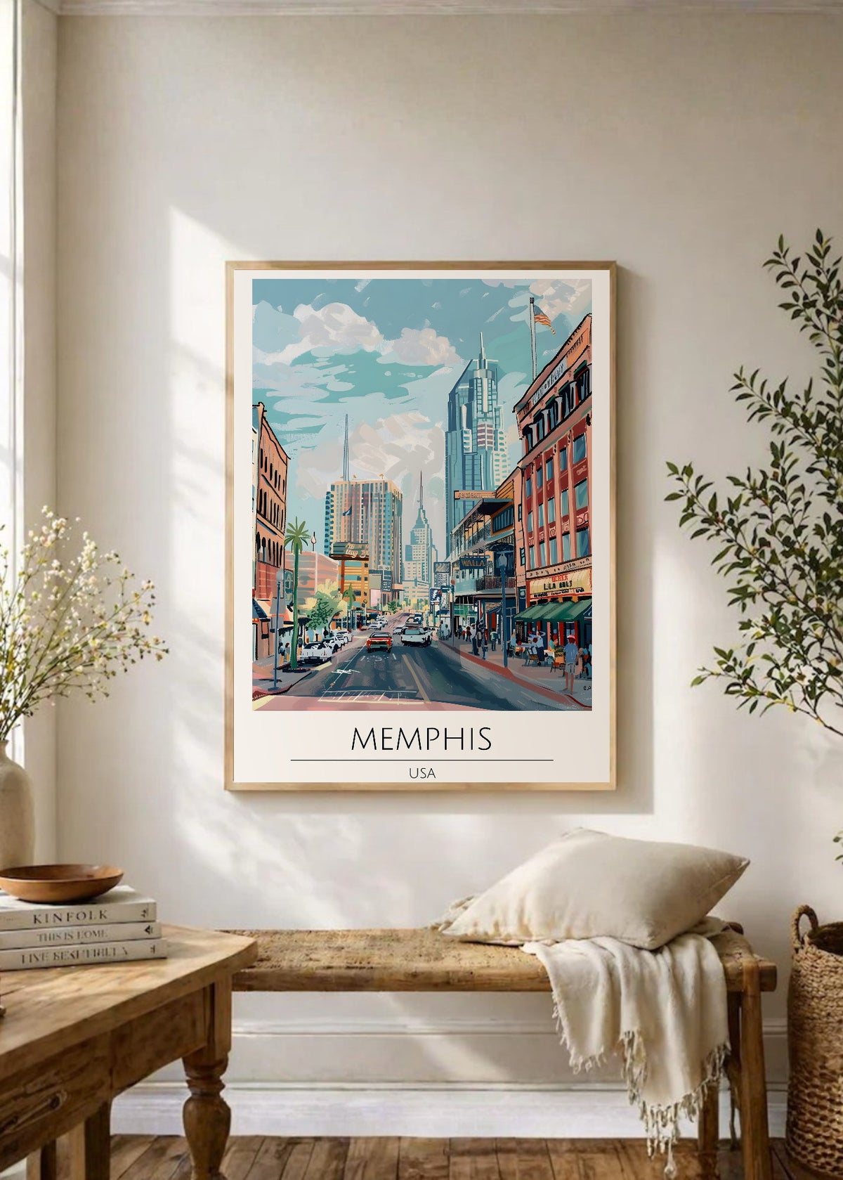 Cuadro Decorativo Travel, Memphis, USA, Ilustración Ciudad