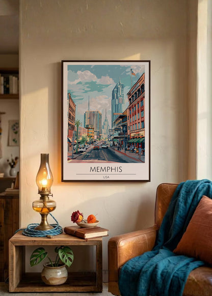 Cuadro Decorativo Travel, Memphis, USA, Ilustración Ciudad
