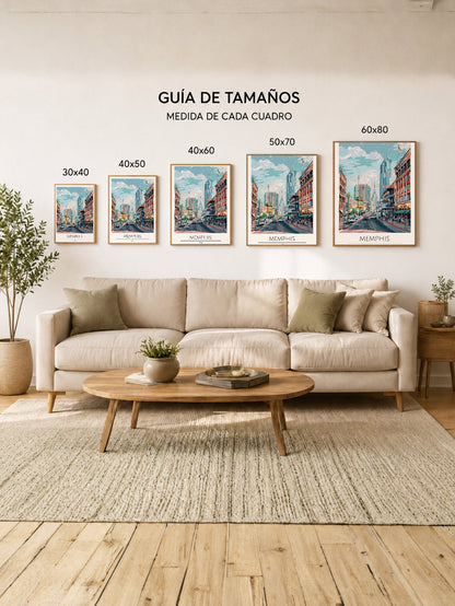 Cuadro Decorativo Travel, Memphis, USA, Ilustración Ciudad