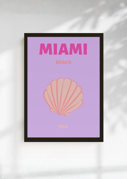 Cuadro Decorativo Travel, Miami, USA, Caracol Lila