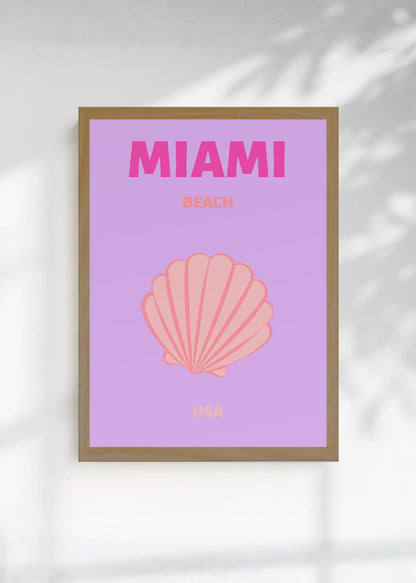 Cuadro Decorativo Travel, Miami, USA, Caracol Lila